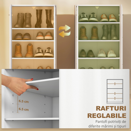  Dulap pentru incaltaminte cu 5 rafturi reglabile si detasabile, din lemn, 55x36x108 cm, alb lucios [4]