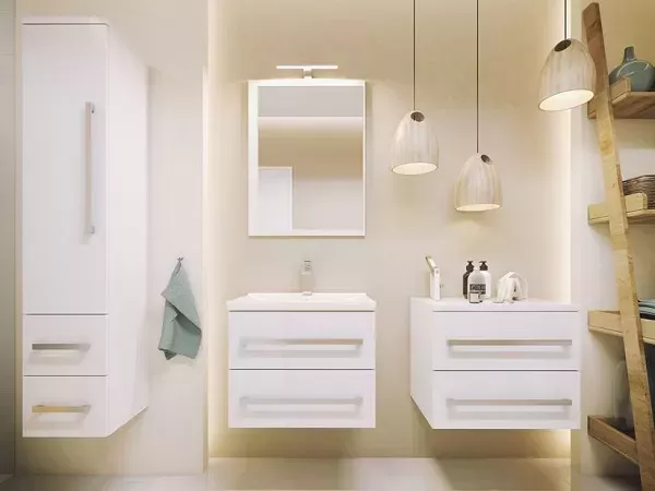 Dulap pentru lavoar Defra Granada, suspendat, 60 x 40 x 50 cm, setar, lucios, alb, 167-D-06001 [2]