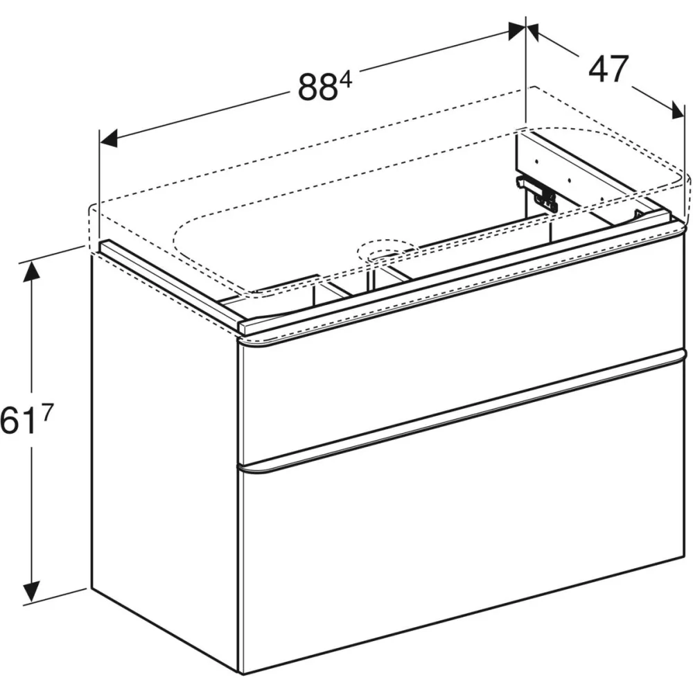 Dulap pentru lavoar Geberit Smyle Square, suspendat, 88 x 47 x 62, setar, mat, bej, 500.354.JL.1 [1]
