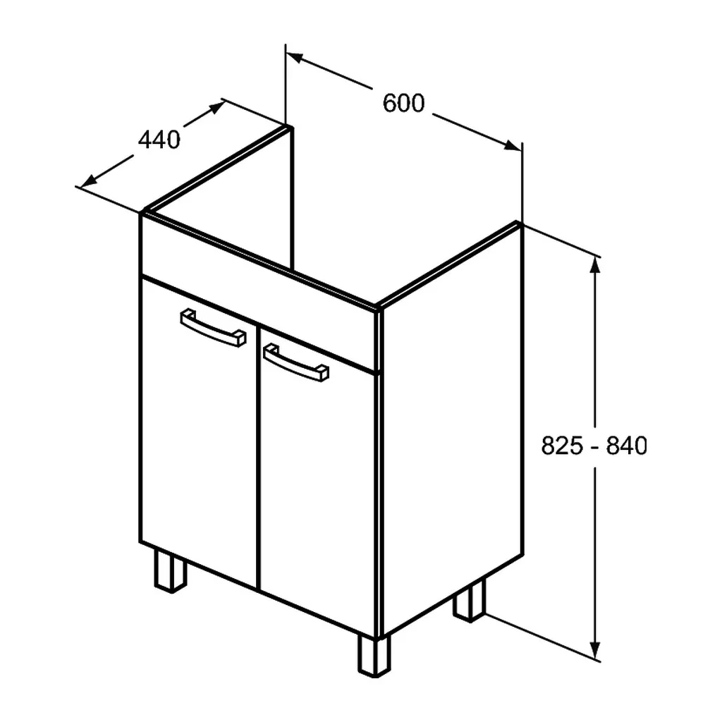 Dulap pentru lavoar Ideal Standard Tempo, pe podea, 60 x 45 x 85 cm, usa, lucios, alb, E3239WG [7]