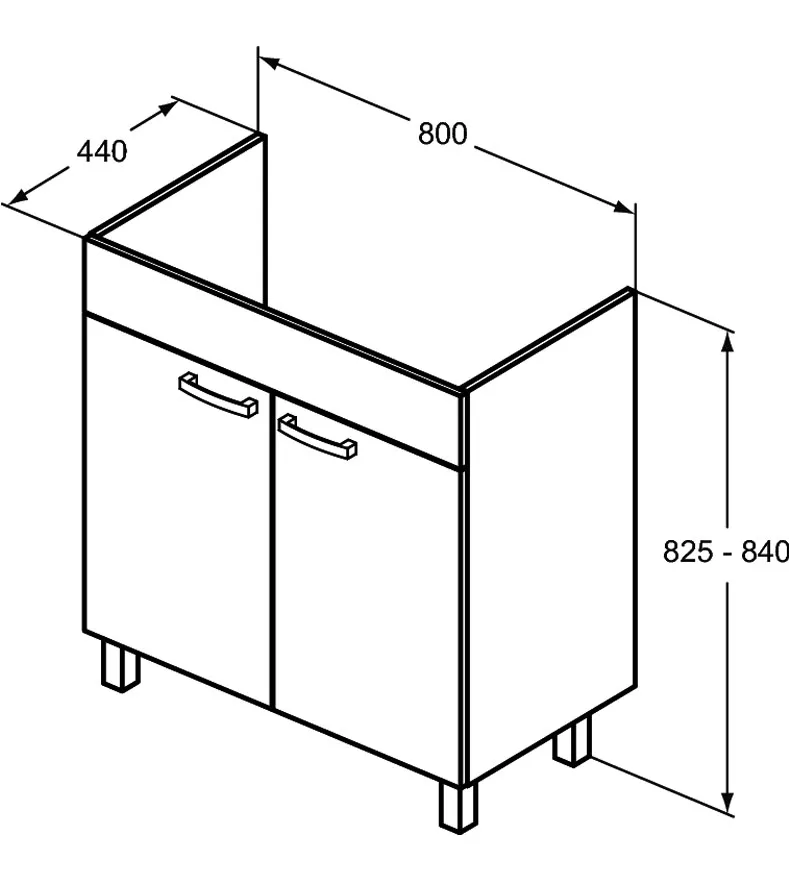 Dulap pentru lavoar Ideal Standard Tempo, pe podea, 80 x 44 x 84 cm, usa, mat, maro, E3241OS [3]