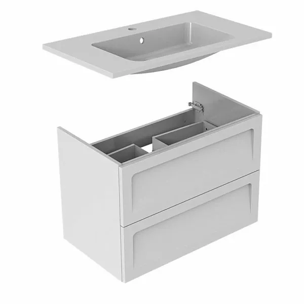 Dulap pentru lavoar Oristo Beryl, pe perete, 50 x 44 x 48 cm, sertar, mat, alb, 44-SD2S-60-2-V3 [1]