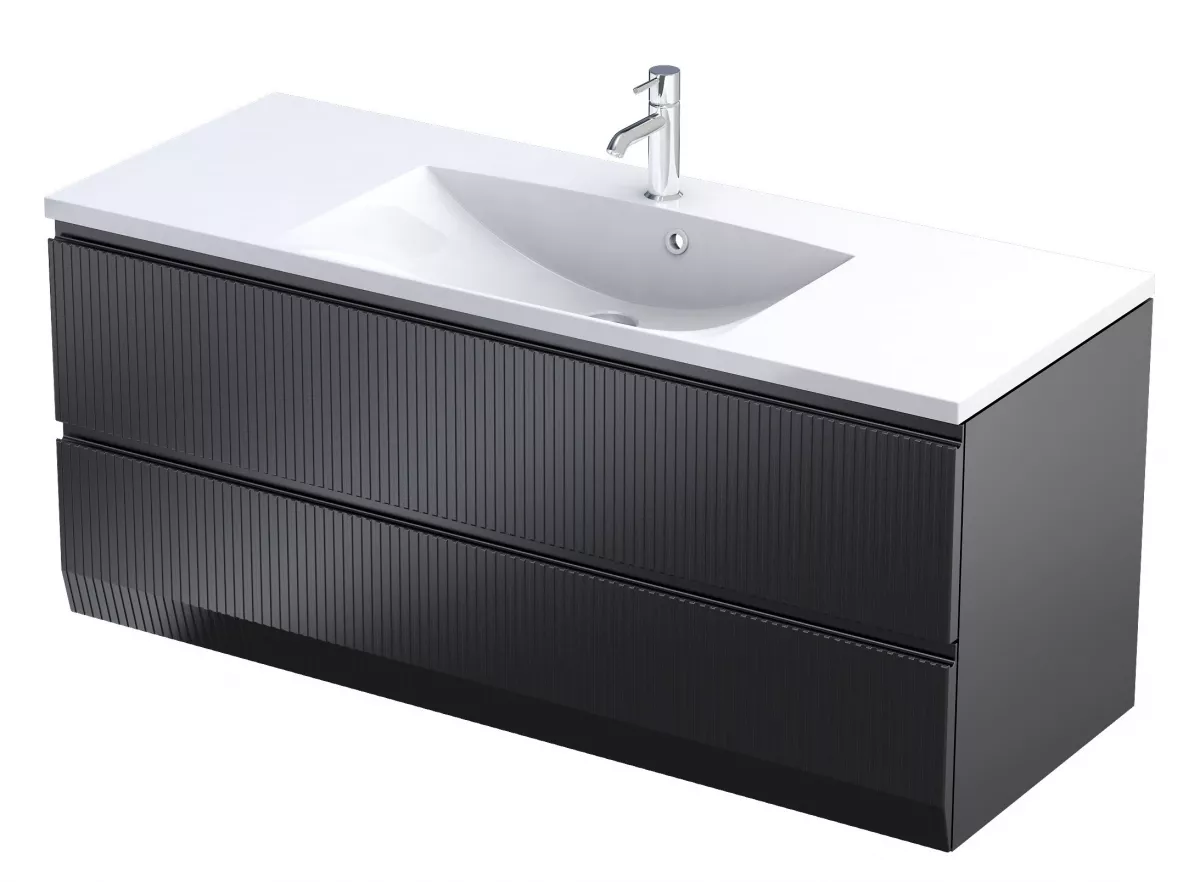 Baza lavoar - Dulap pentru lavoar Oristo Brylant, suspendat, 120 x 45 x 50 cm, sertar, SoftClose, mat, negru, 36-SD2S-120-8R