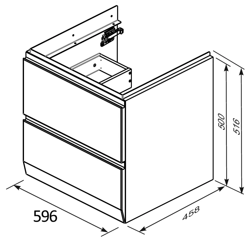 Dulap pentru lavoar Oristo Brylant, suspendat, 60 x 45 x 50 cm, sertar, SoftClose, mat, alb, 36-SD2S-60-2R [1]