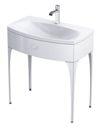 Baie - Dulap pentru lavoar Oristo Louis, pe podea, 82 x 48 x 83 cm, sertar, lucios, alb, 50-SD1S-82-1