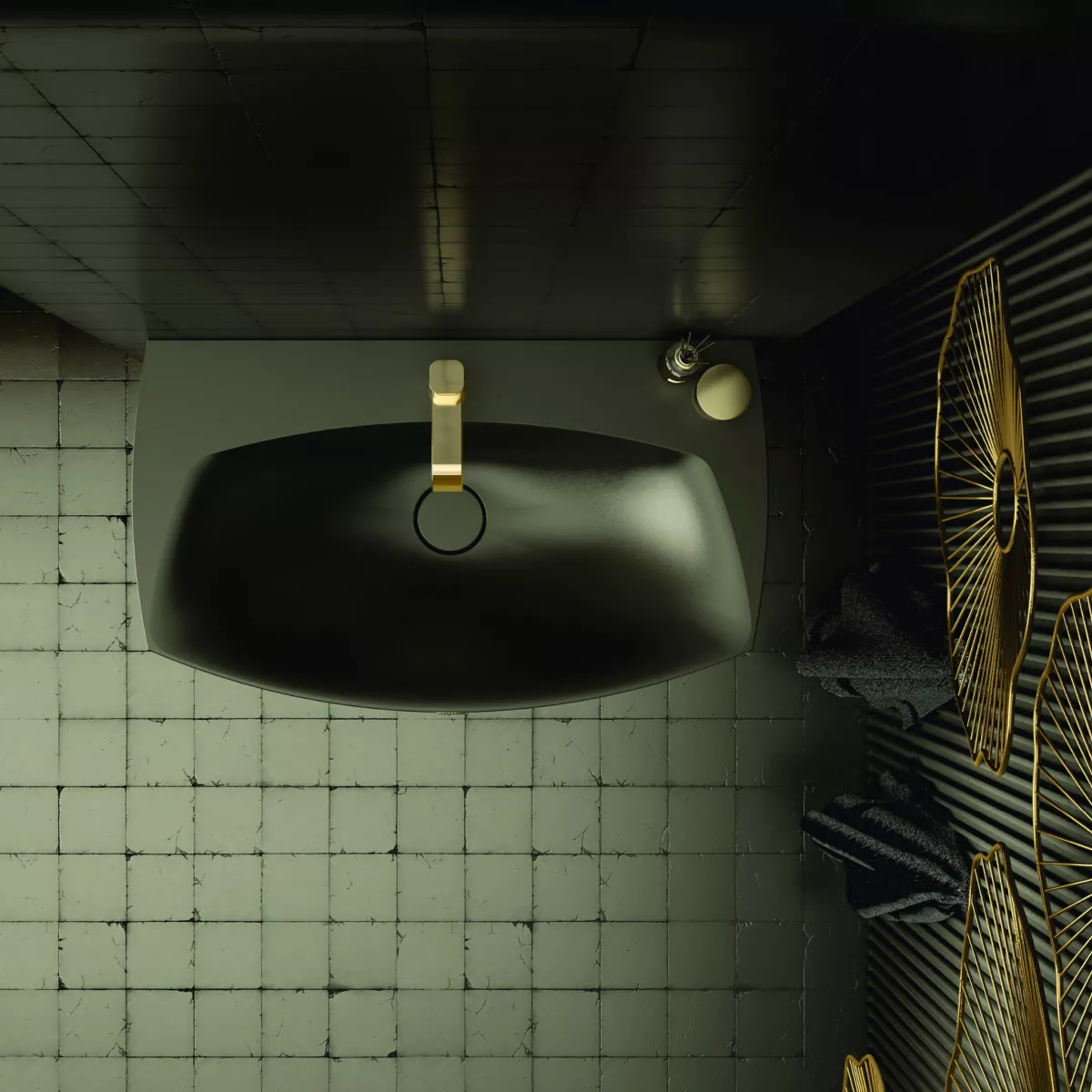 Dulap pentru lavoar Oristo Louis, pe podea/suspendat, 102 x 48 x 55 cm, sertar, lucios, negru, 50-SD2S-102-7 [4]