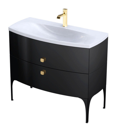 Baie - Dulap pentru lavoar Oristo Louis, pe podea/suspendat, 102 x 48 x 55 cm, sertar, lucios, negru, 50-SD2S-102-7