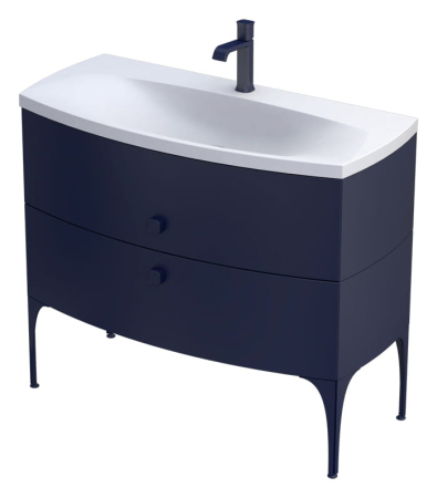 Baie - Dulap pentru lavoar Oristo Louis, pe podea/suspendat, 102 x 48 x 55 cm, sertar, mat, albastru, 50-SD2S-102-14