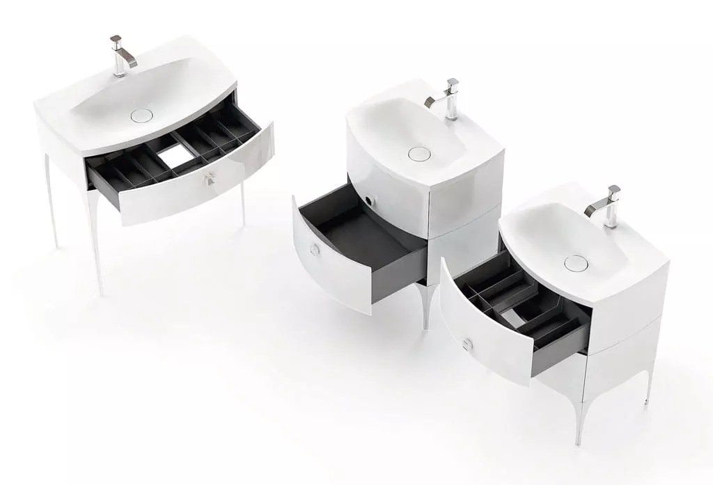 Dulap pentru lavoar Oristo Louis, pe podea/suspendat, 62 x 48 x 55 cm, sertar, lucios, alb, 50-SD2S-62-1 [4]