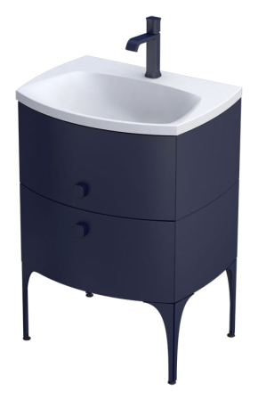 Baie - Dulap pentru lavoar Oristo Louis, pe podea/suspendat, 62 x 48 x 55 cm, sertar, mat, albastru, 50-SD2S-62-14