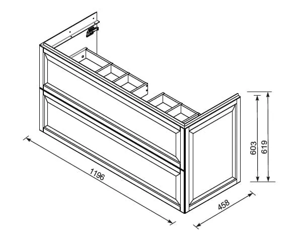 Dulap pentru lavoar Oristo Montebianco, 120 x 46 x 60 cm, sertar, mat, bej, 47-SD2S-120-10 [5]