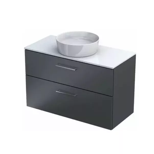 Dulap pentru lavoar Oristo Nova, suspendat, 100 x 45 x 62 cm, sertar, mat, antracit, KI01-SD2S-100-6 [1]