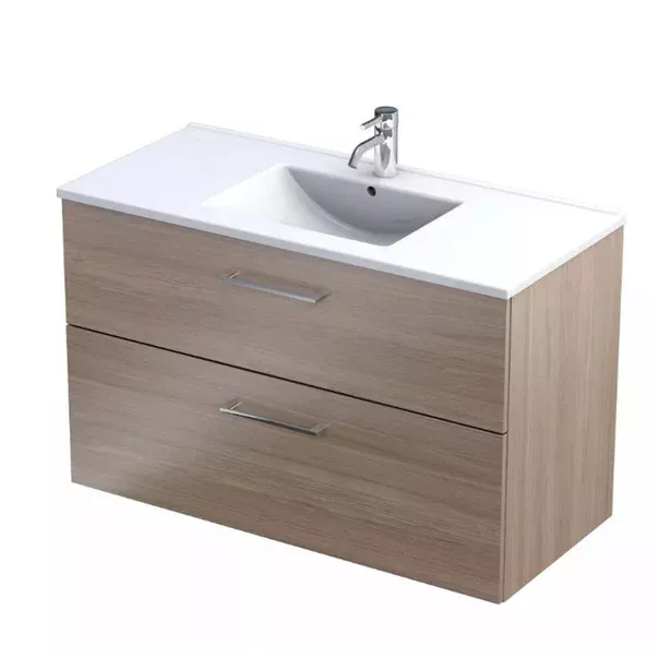 Baza lavoar - Dulap pentru lavoar Oristo Nova, suspendat, 100 x 45 x 62 cm, sertar, mat, maro, KI01-SD2S-100-81