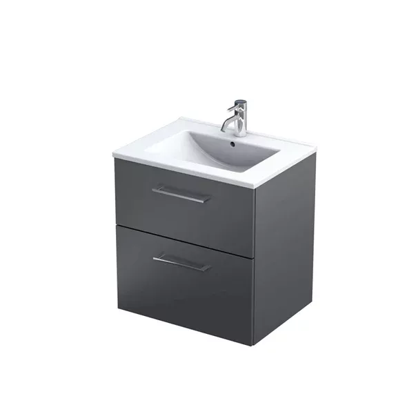 Baza lavoar - Dulap pentru lavoar Oristo Nova, suspendat, 60 x 45 x 62 cm, sertar, mat, antracit, KI01-SD2S-60-6