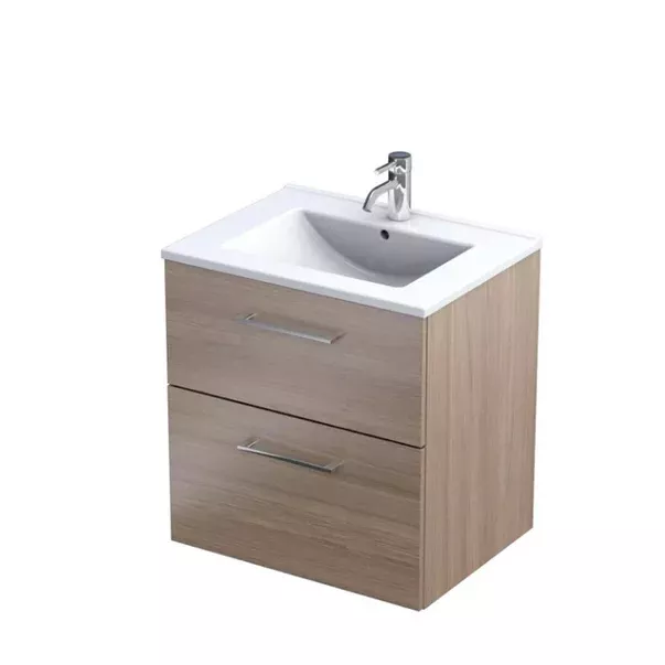 Baza lavoar - Dulap pentru lavoar Oristo Nova, suspendat, 60 x 45 x 62 cm, sertar, mat, maro, KI01-SD2S-60-81