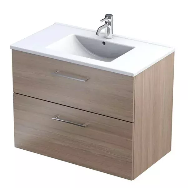 Baza lavoar - Dulap pentru lavoar Oristo Nova, suspendat, 80 x 45 x 62 cm, sertar, mat, maro, KI01-SD2S-80-81