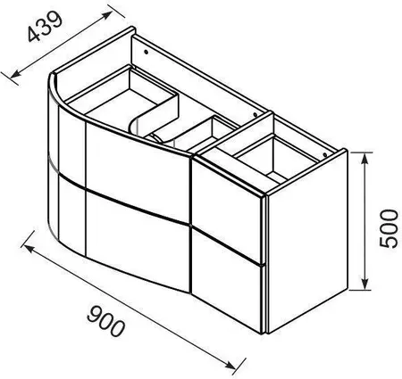 Dulap pentru lavoar Oristo Opal, suspendat, 90 x 44 x 50 cm, sertar, lucios, gri, 30-SD4S-90-3-P [1]