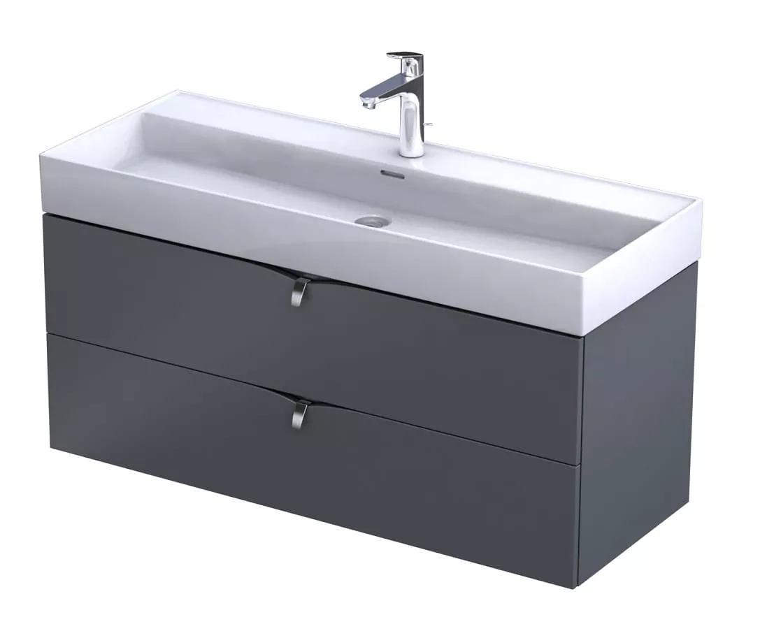 Dulap pentru lavoar Oristo Siena, suspendat, 120 x 45 x 50 cm, sertar, mat, gri, 45-SD2S-120-12 [2]