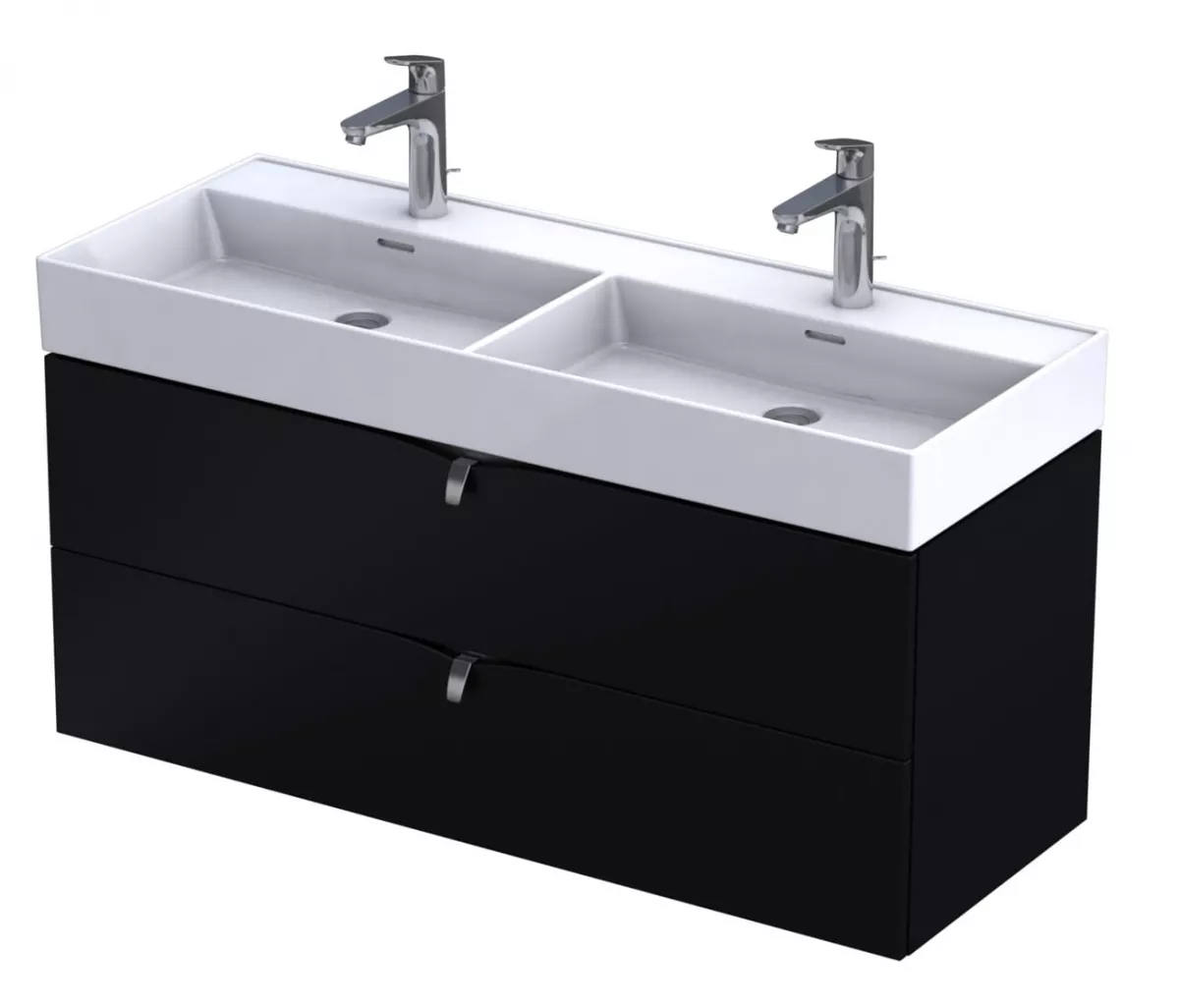 Dulap pentru lavoar Oristo Siena, suspendat, 120 x 45 x 50 cm, sertar, mat, negru, 45-SD2S-120-8 [2]