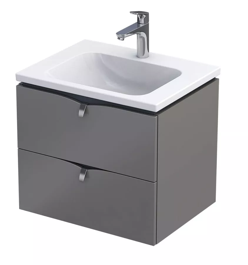 Baza lavoar - Dulap pentru lavoar Oristo Siena, suspendat, 50 x 45 x 50 cm, sertar, mat, gri, 45-SD2S-60-12