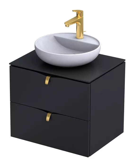 Dulap pentru lavoar Oristo Siena, suspendat, 50 x 45 x 50 cm, sertar, mat, negru, 45-SD2S-60-8 [2]