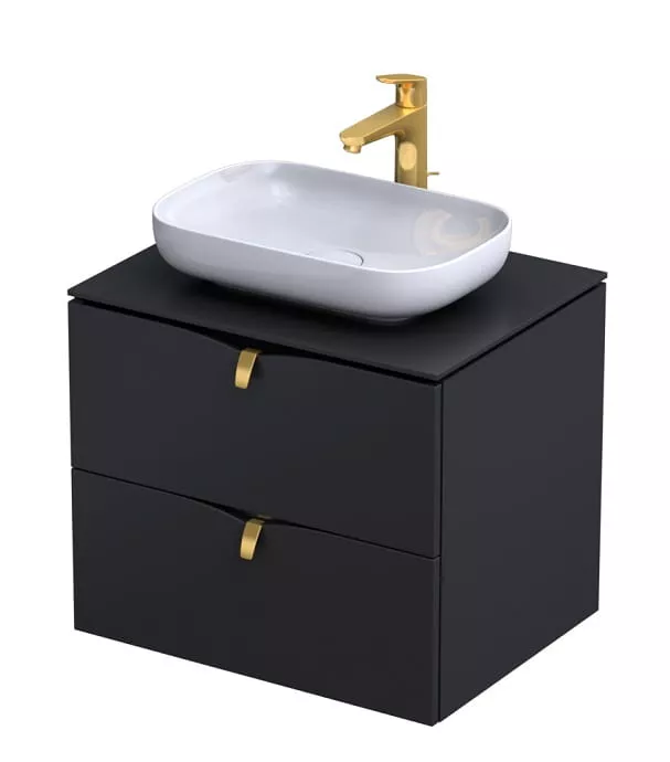 Dulap pentru lavoar Oristo Siena, suspendat, 50 x 45 x 50 cm, sertar, mat, negru, 45-SD2S-60-8 [3]