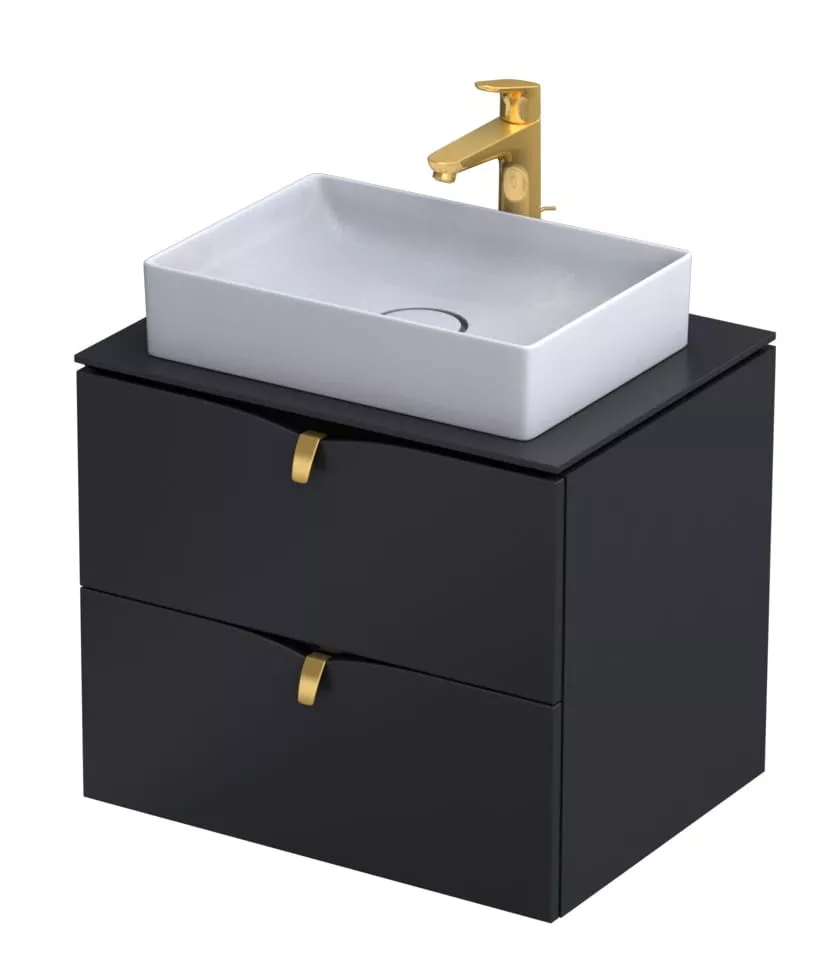 Dulap pentru lavoar Oristo Siena, suspendat, 50 x 45 x 50 cm, sertar, mat, negru, 45-SD2S-60-8 [1]