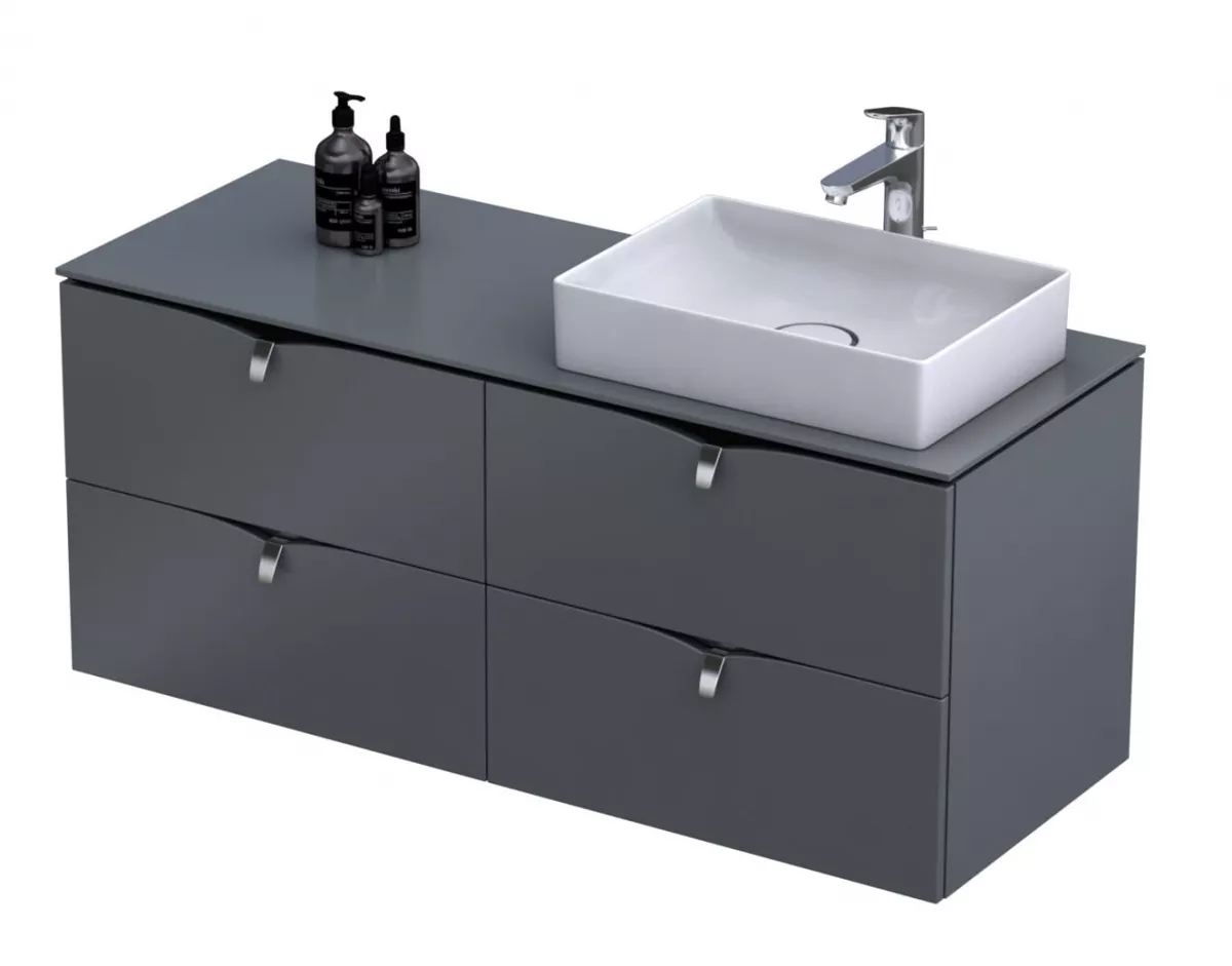 Dulap pentru lavoar Oristo Siena, suspendat, 80 x 45 x 50 cm, sertar, mat, gri, 45-SD2S-80-12 [4]