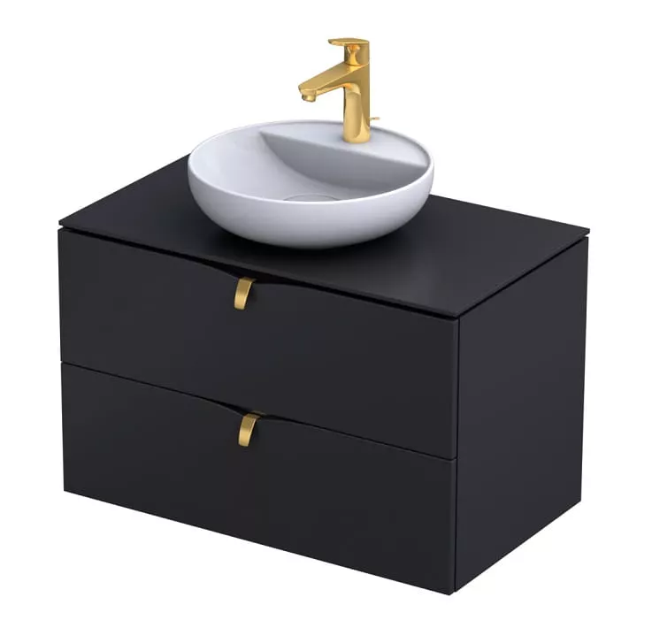 Dulap pentru lavoar Oristo Siena, suspendat, 80 x 45 x 50 cm, sertar, mat, negru, 45-SD2S-80-8 [1]