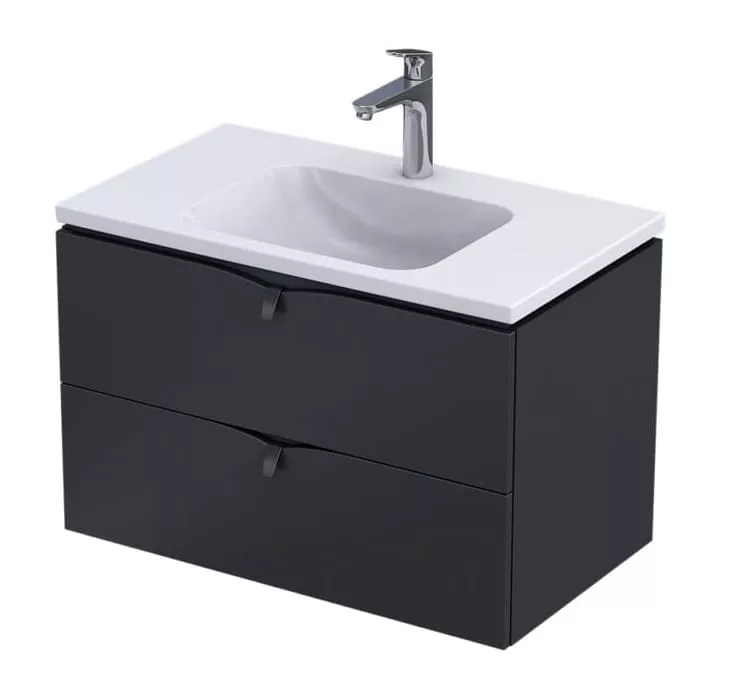 Baza lavoar - Dulap pentru lavoar Oristo Siena, suspendat, 80 x 45 x 50 cm, sertar, mat, negru, 45-SD2S-80-8