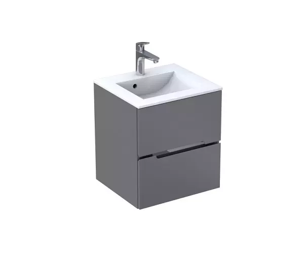 Baza lavoar - Dulap pentru lavoar Oristo Silver, suspendat, 50 x 45 x 55 cm, sertar, mat, gri, 33-SD2S-50-4