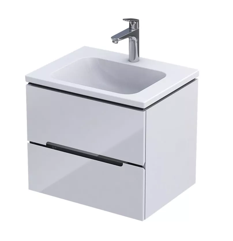 Baza lavoar - Dulap pentru lavoar Oristo Silver, suspendat, 60 x 45 x 55 cm, sertar, lucios, alb, 33-SD2S-60-1