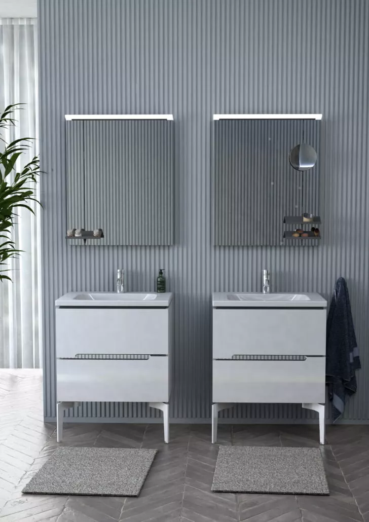 Dulap pentru lavoar Oristo Silver, suspendat, 60 x 45 x 55 cm, sertar, lucios, alb, 33-SD2S-60-1 [3]