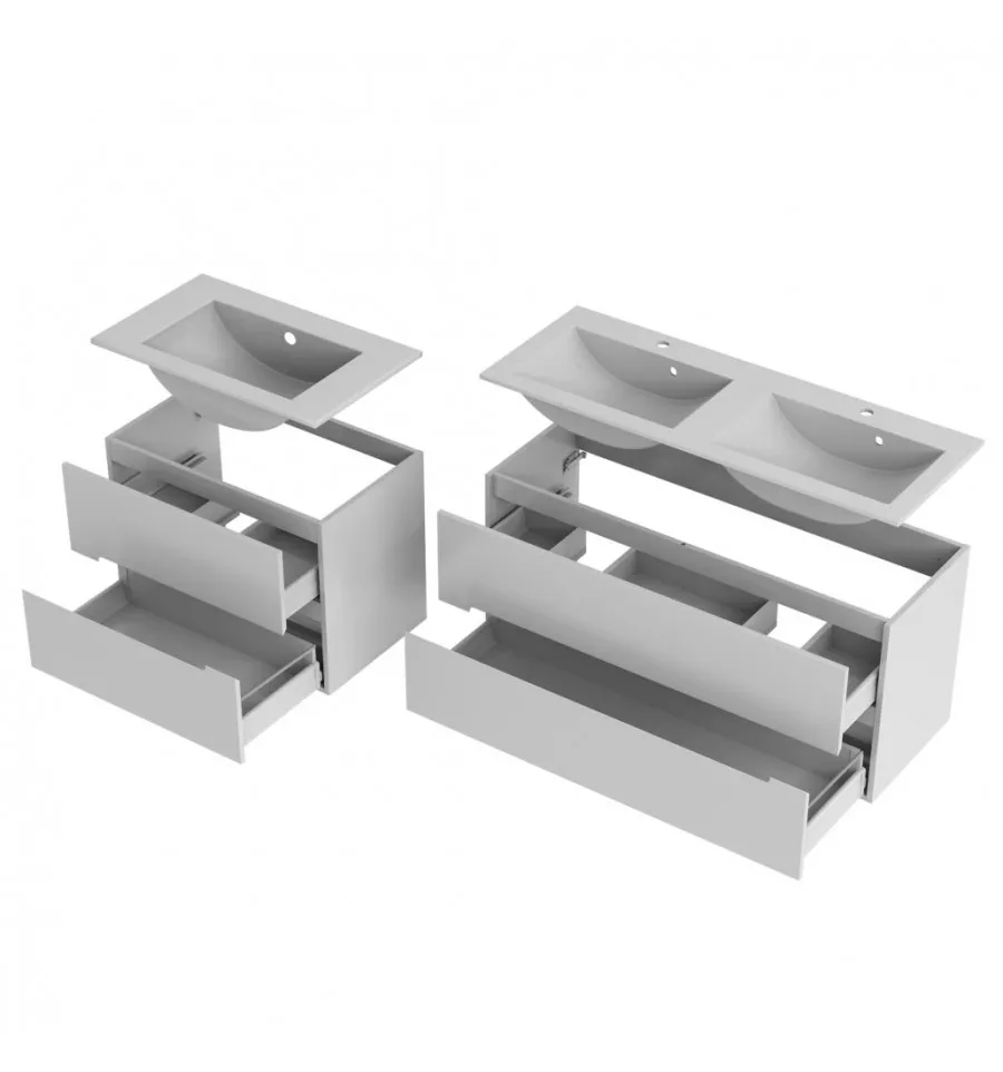 Dulap pentru lavoar Oristo Silver, suspendat, 90 x 45 x 55 cm, sertar, lucios, alb, 33-SD2S-90-1 [5]