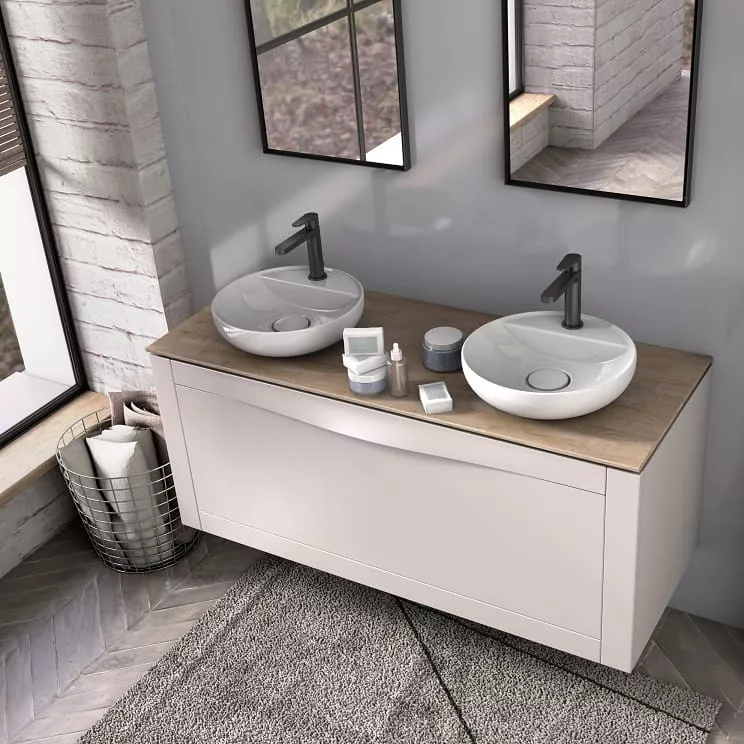 Dulap pentru lavoar Oristo Skagen, 120 x 46 x 50 cm, sertar, mat, bej, 49-SD1S-120-10 [7]