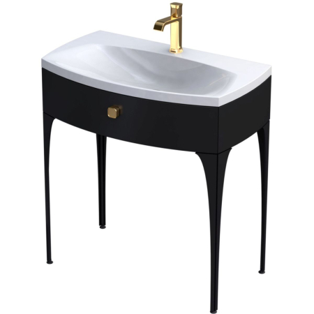 Baie - Dulap pentru lavoar Oristo, suspendat, 92 x 47 x 27 cm, sertar, softclose, lucios, negru, 50-SD1S-82-7