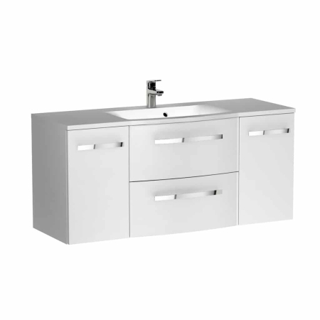 Baie - Dulap pentru lavoar Oristo Wave, suspendat, 120 x 45 x 53 cm, sertar, lucios, alb, 39-SD4S-120-1-SW