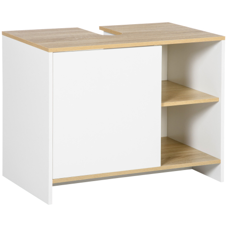 Baie -  Dulap pentru lavoar pentru baie, 77x45x60cm, alb si culoarea lemnului