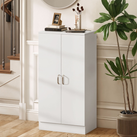  Dulap pentru Pantofi cu 6 Rafturi Ajustabile din Lemn 55x35x108 cm Alb [1]