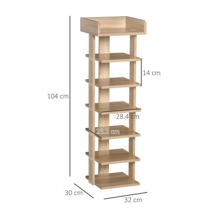  Dulap pentru Pantofi din Lemn 6 pantofi cu Raft de depozitare 32x30x104cm [2]