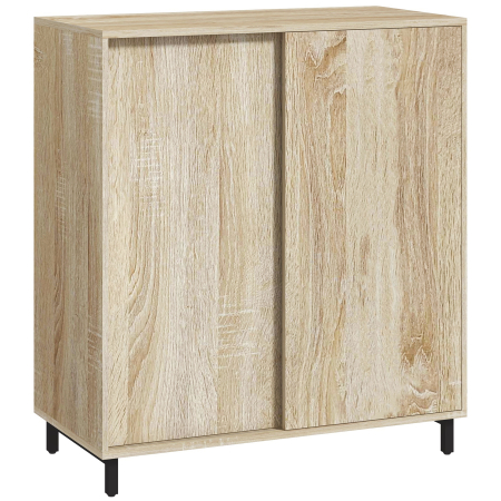 Living & hol -  Dulap pentru Pantofi pe 4 Niveluri din PAL si Otel cu Usa Glisanta si Rafturi Reglabile, 80x40x93 cm, Lemn Natural