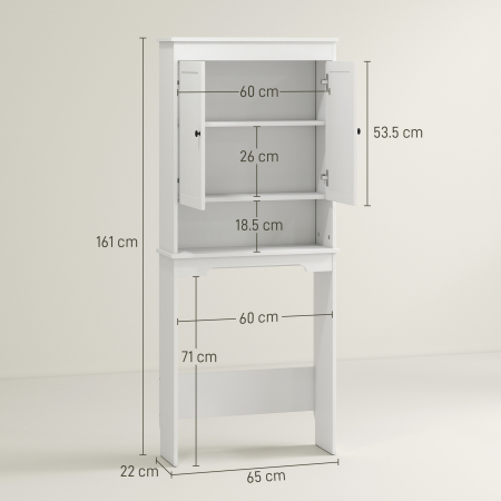  Dulap Peste WC cu 2 Rafturi inchise si Raft Deschis, Alb [2]