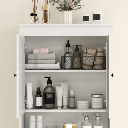  Dulap Peste WC cu 2 Rafturi inchise si Raft Deschis, Alb [5]