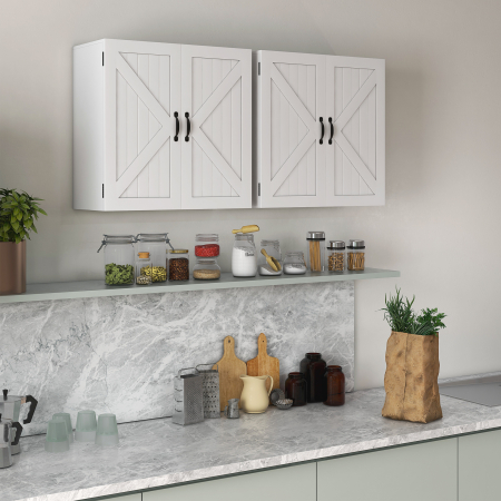  Dulap Rustic de Perete pentru Baie, cu Usi in Stil X si Raft Reglabil, Depozitare pentru Baie, Bucatarie sau Hol, Rezistent la Apa,60x30x60 cm [7]