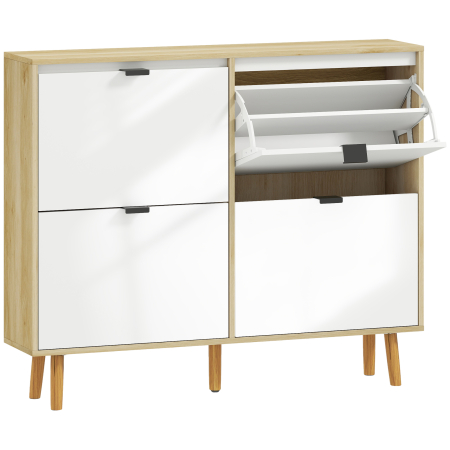 Living & hol -  Dulap Slim Modern pentru Pantofi cu 4 Sertare Rabatabile, Capacitate 20 Perechi de Pantofi, 105x24x92.5 cm, Alb