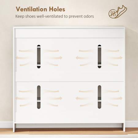  Dulap slim pentru pantofi, pentru 25-30 de perechi, cu usi cu inchidere amortizata, alb lucios [6]