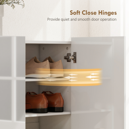  Dulap slim pentru pantofi, pentru 25-30 de perechi, cu usi cu inchidere amortizata, alb lucios [5]