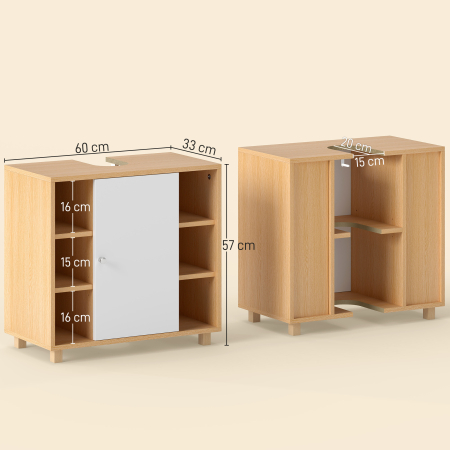  Dulap Sub Chiuveta cu 2 Usi cu inchidere Lenta si 6 Rafturi Lemn natural [2]