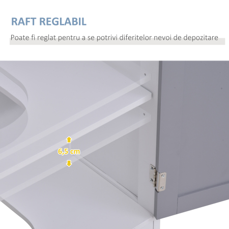  Dulap sub Chiuveta de Baie 2 Usi si Etajera Reglabila din MDF 60x30x60cm [5]