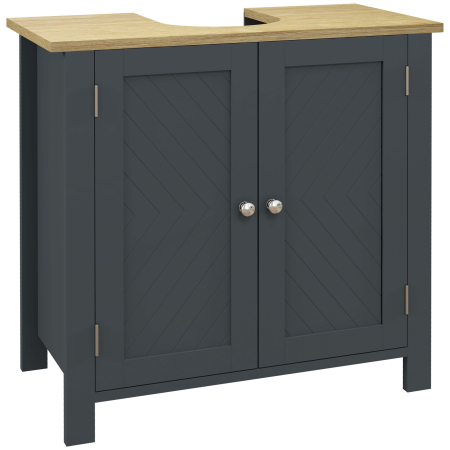 Baie -  Dulap Sub Chiuveta din PAL si MDF cu 2 Usi si Raft Interior Reglabil, 60x30x60 cm, Gri